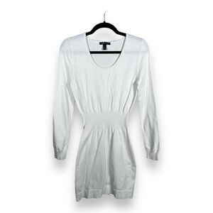 SMALL MNG IVORY WHITE KNIT SWEATER DRESS NEUTRAL SOFT LONG SLEEVE